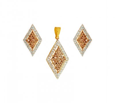 22K Gold CZ pendant set ( Fancy Pendant Set )