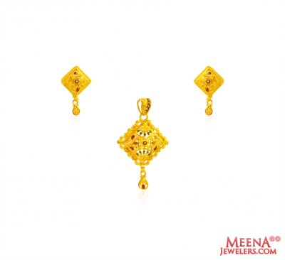 22K Gold Meenakari Pendant set ( Gold Pendant Sets )