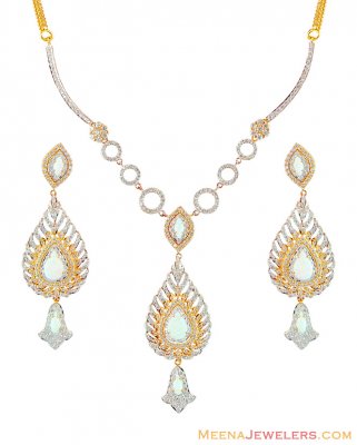 22k Opal Stones Set with CZ ( Gold Designer Sets )