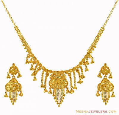 22K Indian Gold Necklace Set ( 22 Kt Gold Sets )