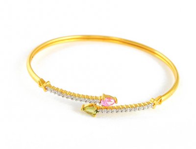 Gold Bangle with Colored Signity ( Stone Bangles )