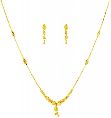 Fancy Gold Balls Necklace Set  ( Light Sets )