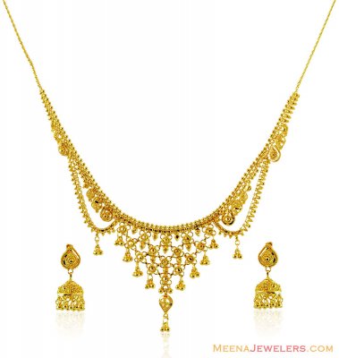 22k Beautiful Gold Necklace Set  ( Light Sets )