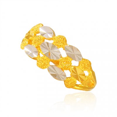 22 Karat Gold Two Tone Ring ( Ladies Gold Ring )