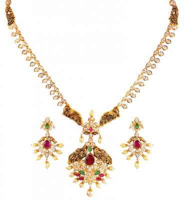 22kt Gold Peacock Necklace Set ( Gold Designer Sets )