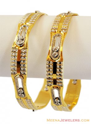 22K Moving Stone Designer Bangle ( Two Tone Bangles )