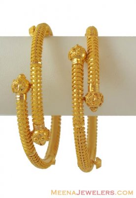 22K Gold Indian Bangles(Filigree) - BaKa6784 - 22K Gold kadas (Set of ...