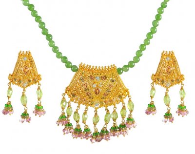 22K Multi tone Pendant Set ( Antique Pendant Sets )