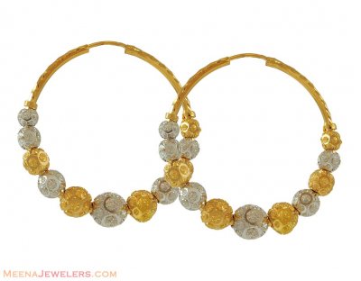 22k Fancy Two tone Bali ( Hoop Earrings )