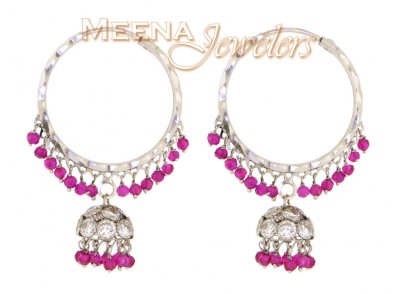 22Kt White Gold Hoop Earring with Jhumki ( Hoop Earrings )