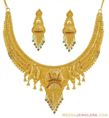 Indian Necklace and Earrings Set ( 22 Kt Gold Sets )