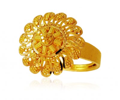 22k Fancy Flower Shaped Ring ( Ladies Gold Ring )