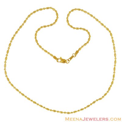 22k Gold Rice Chain (18 inches) ( 22Kt Gold Fancy Chains )