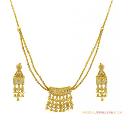 22K Fancy Two Tone Filigree Set ( 22 Kt Gold Sets )