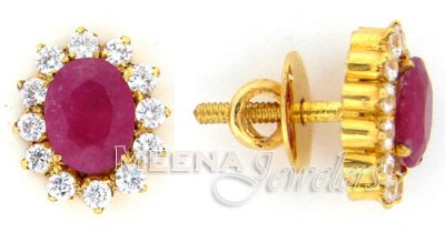 22 Kt Gold Precious Stone Earrings ( Precious Stone Earrings )