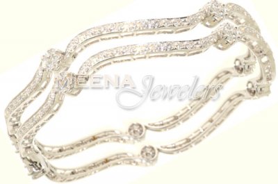 18Kt White Gold Bangles ( Diamond Bangles )