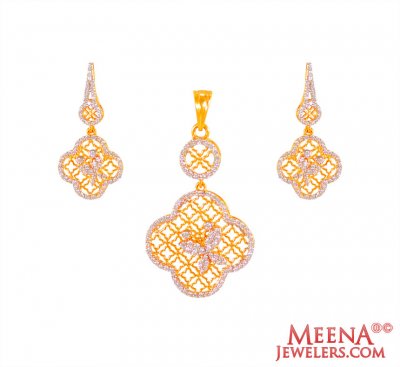 22K Gold CZ stone Pendant Set ( Fancy Pendant Set )