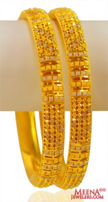 22Kt Gold Two Tone Bangles (2 Pcs)  ( Gold Bangles )