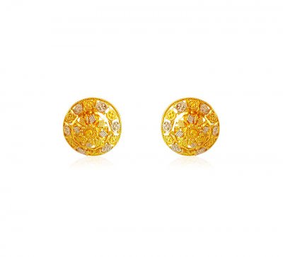 22Karat Gold Earrings with Filigree  ( 22 Kt Gold Tops )