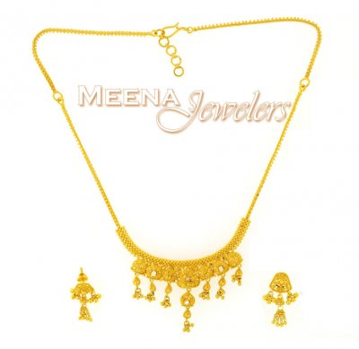 22K Yellow Gold Three Piece Necklace Set ( Light Sets )