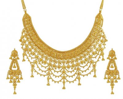 22K Filigree Necklace Set ( 22 Kt Gold Sets )
