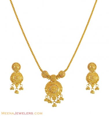 Twotone Necklace, Earrings Set (22Kt) ( Light Sets )