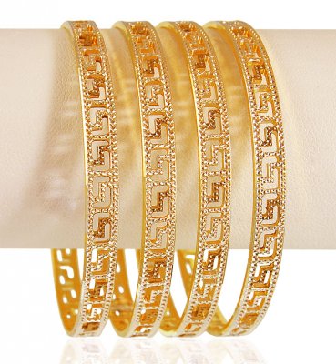 22k Gold Rhodium Bangles Set  (4pcs) ( Two Tone Bangles )