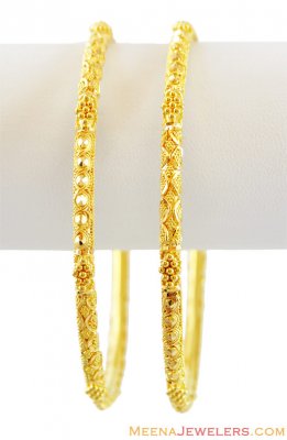 22K Gold Filigree Bangles (Pair) ( Gold Bangles )