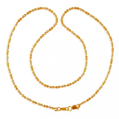 22K Gold Two Tone Ball Chain ( 22Kt Gold Fancy Chains )