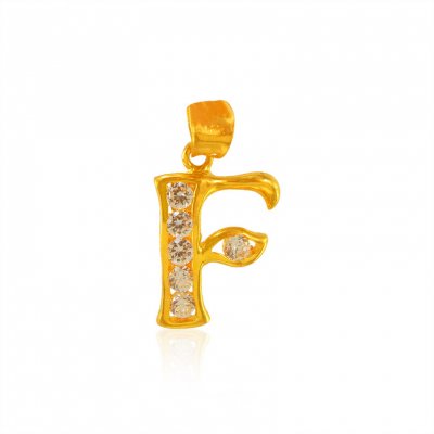 22Kt Gold Pendant with Initial(F) ( Initial Pendants )