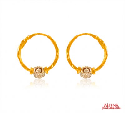 22 Kt Hoop Earrings (Two Tone) ( Hoop Earrings )