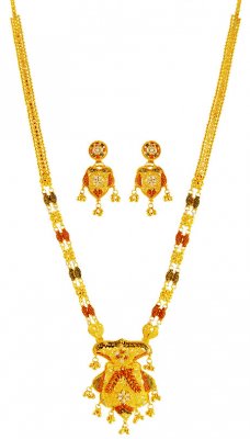 22K Gold Three Tone Necklace Set ( 22 Kt Gold Sets )