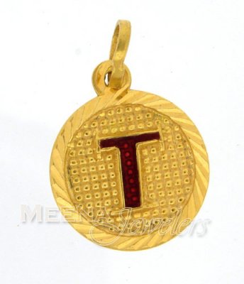 22Kt T Initial Pendant ( Initial Pendants )