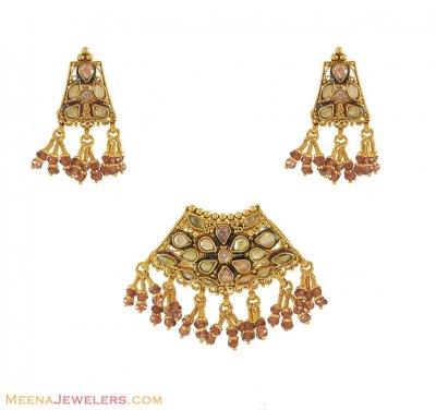22Kt Antique Pendant Set ( Antique Pendant Sets )
