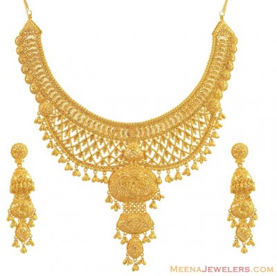 22k Bridal Necklace Earring Set ( Bridal Necklace Sets )