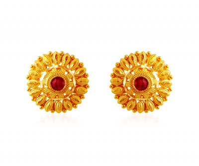 Filigree Gold Ruby Tops 22K Gold  ( 22 Kt Gold Tops )