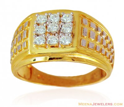 22k Mens Two Tone Signity Ring ( Mens Signity Rings )