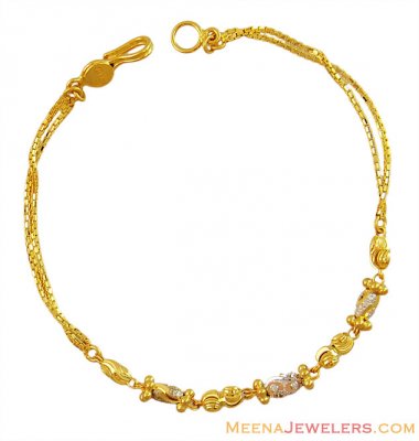 22K Gold Two Tone Bracelet ( Ladies Bracelets )