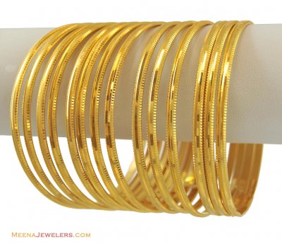 22k Plain Gold Bangles Set(8 Pcs) ( Set of Bangles )