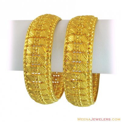 22K Gold Wide Bangles (2 pcs)  ( Gold Bangles )