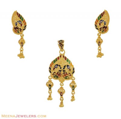 Peacock Pendant Set (22Kt) ( Gold Pendant Sets )