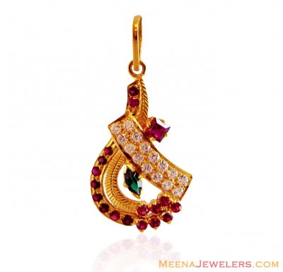 22K Gold Fancy Colored CZ Pendant ( Fancy Pendants )