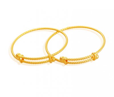 Fancy Gold Baby Kadas (Pair) 22k ( Baby Bangles )