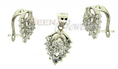 18 Kt White Gold Pendant Sets ( White Gold Pendant Sets )