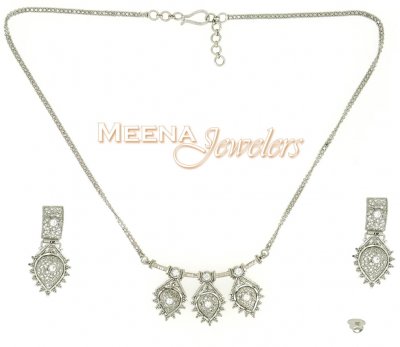 22Kt White Gold Necklace Set ( White Gold Sets )