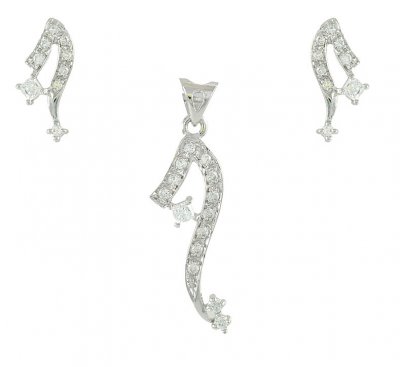18Kt White Gold Pendant Set ( White Gold Pendant Sets )