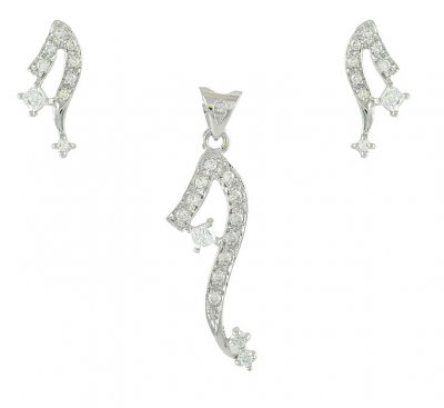 18Kt White Gold Pendant Set ( White Gold Pendant Sets )