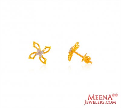 Gold Tops with CZ (22 Karat) ( Signity Earrings )