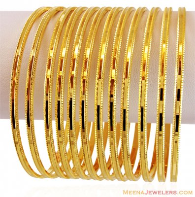 22k Plain Gold Bangles Set (08 pcs) ( Set of Bangles )