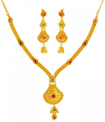 22Kt Gold Necklace Set ( Gold Designer Sets )